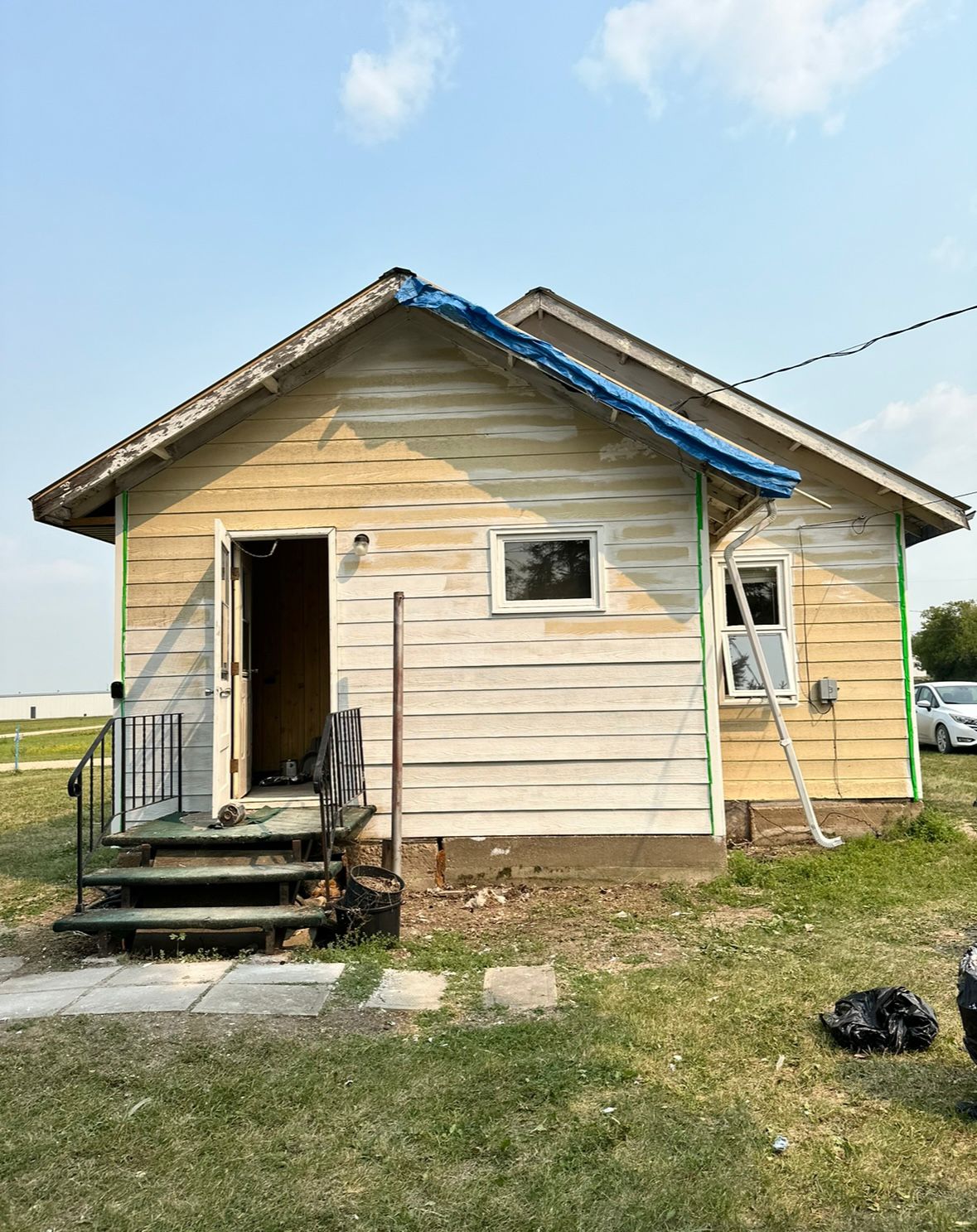 Before — weathered siding